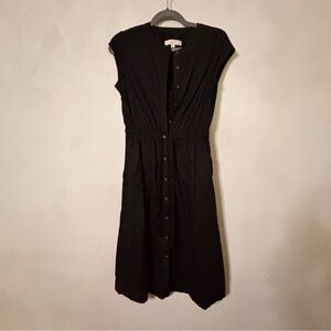 LOFT Black Cap Sleeve Midi Dress